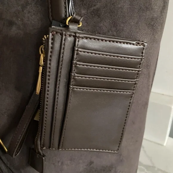 🆕 House of Harlow 1960 Brown faux Suede Luxe Tote & Wristlet Shoulder Bag Set - Picture 14 of 15